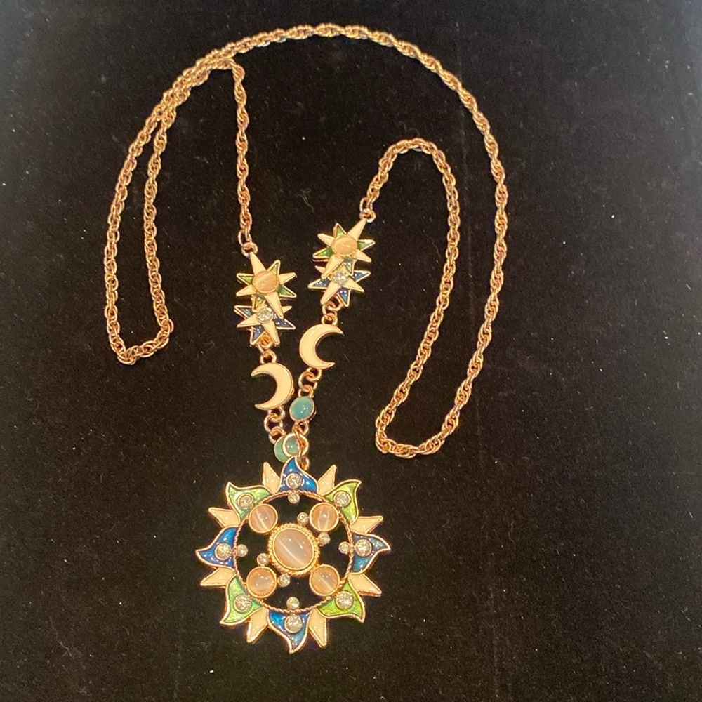 Vintage Sun, Moon and Stars Celestial Necklace